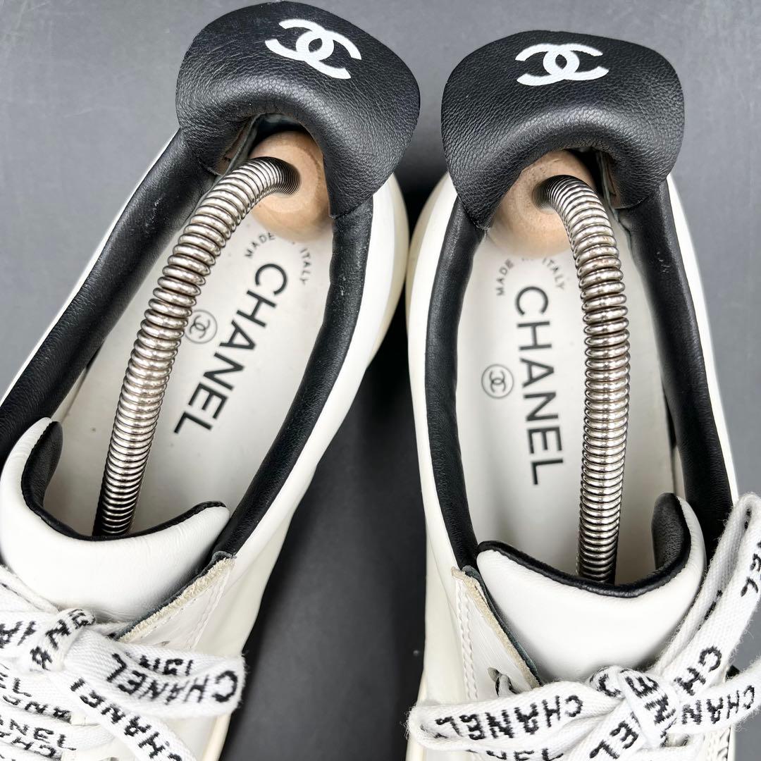 美品✨ シャネル ココマーク レザー 白 レディース スニーカー