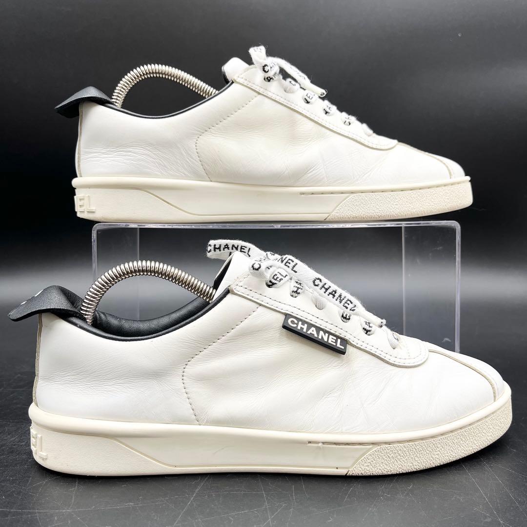 美品✨ シャネル ココマーク レザー 白 レディース スニーカー