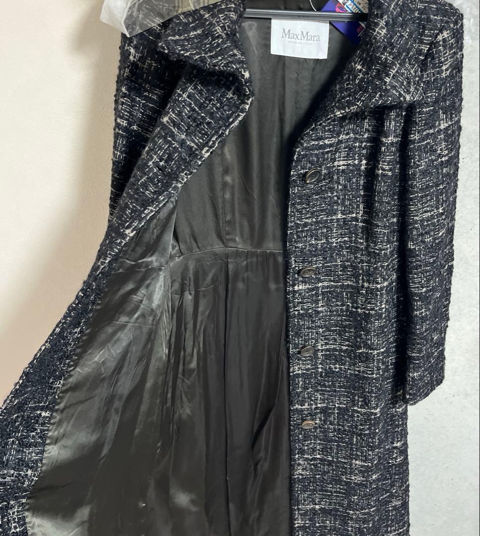 売り尽くし　クリーニング済　MaxMara ロングコート　モヘア　プリーツ