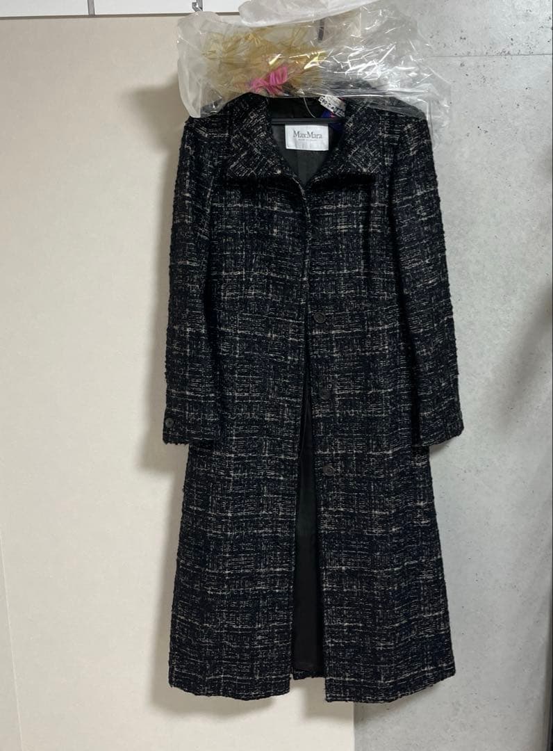 売り尽くし　クリーニング済　MaxMara ロングコート　モヘア　プリーツ