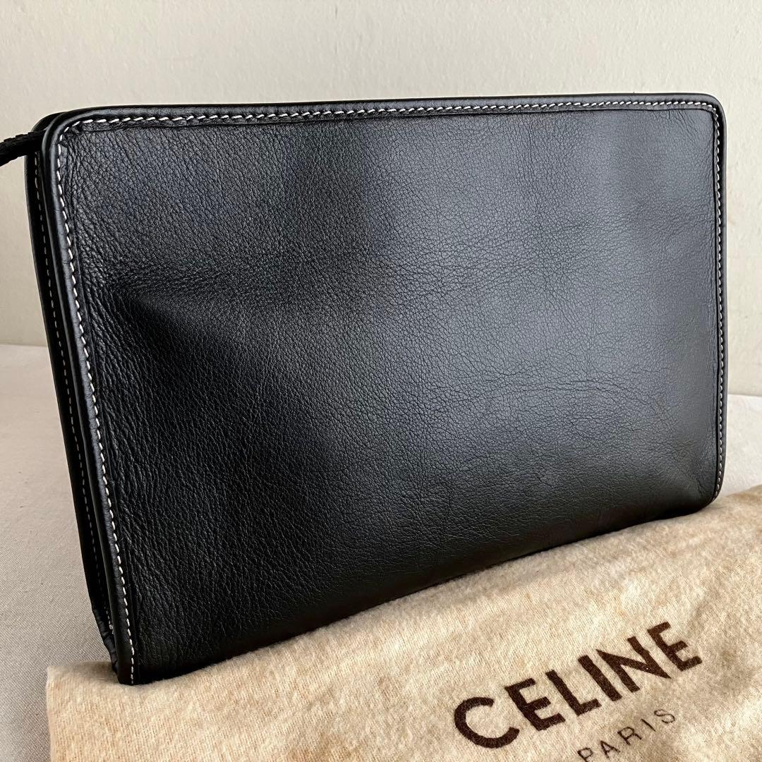 バッグ Celine Vintage Black Leather Pouch Bag
