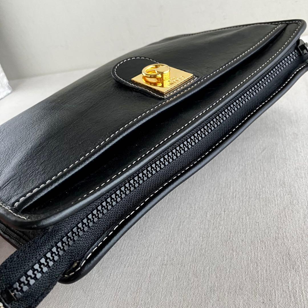 バッグ Celine Vintage Black Leather Pouch Bag