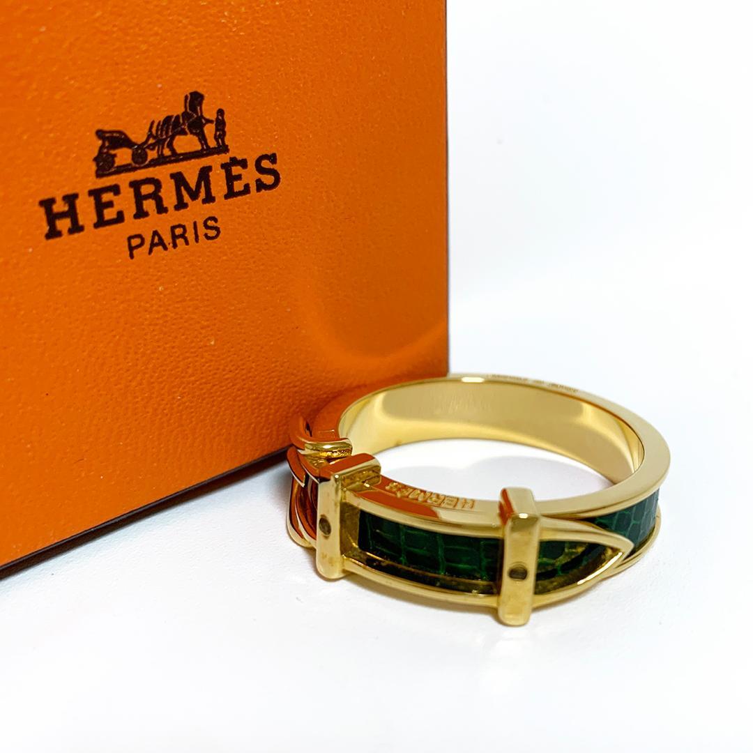 【極美品】HERMES エルメス サンチュール スカーフリング ゴールド
