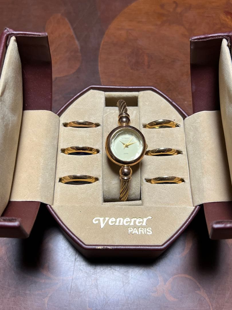Venerer チェンジベゼル 腕時計 交換レンズ付き K18 ゴールド