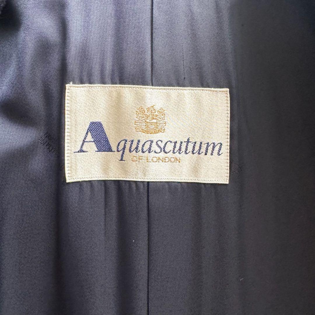 アクアスキュータム　チェスターコート　ロング　ダブル　ダークネイビー　カシミヤ混