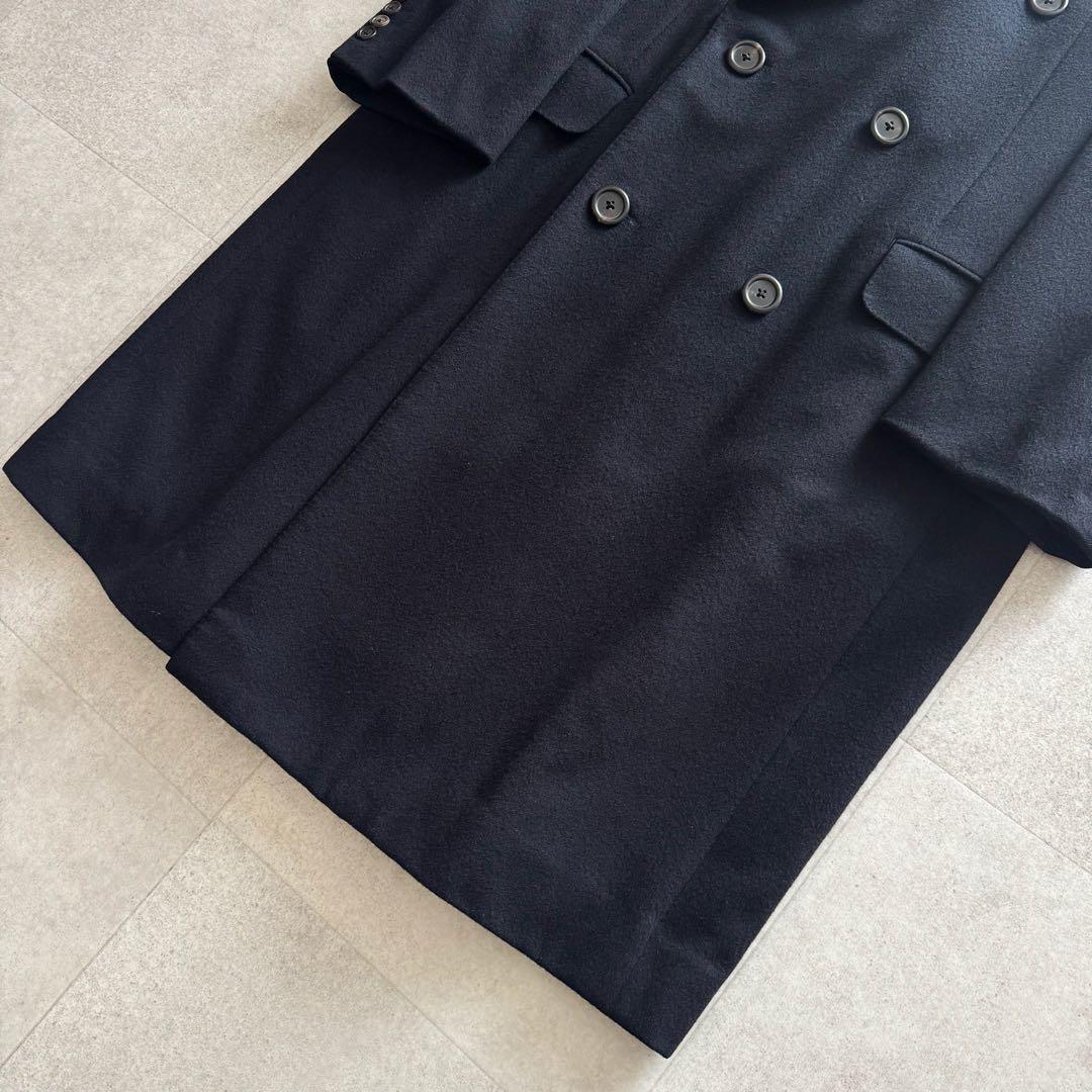 アクアスキュータム　チェスターコート　ロング　ダブル　ダークネイビー　カシミヤ混