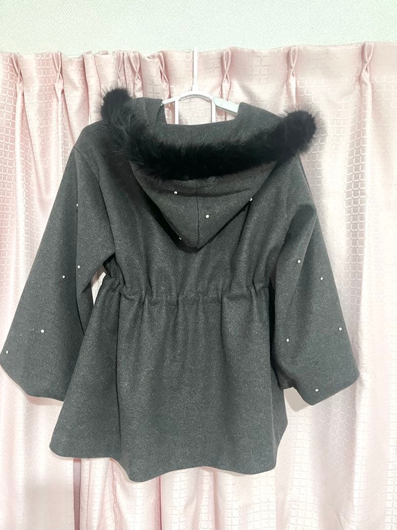 NICE CLAUP ビジュー付きミドル丈コート