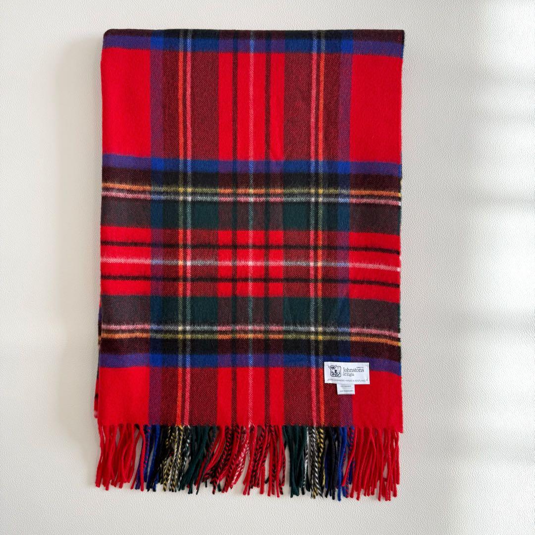 美品　ジョンストンズ　大判　ストール　マフラー　カシミヤ　ロイヤルスチュワート