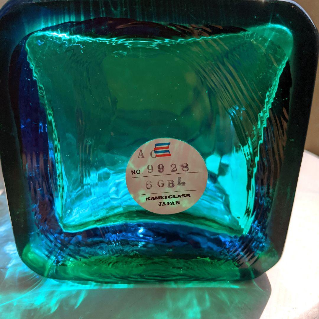【カメイガラス】　ガラス花瓶　フラワーベース　花入れ　昭和レトロ　ヴィンテージ