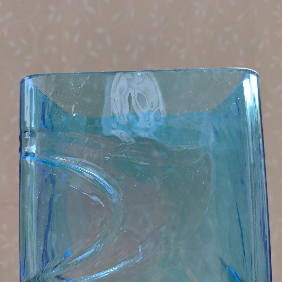 【カメイガラス】　ガラス花瓶　フラワーベース　花入れ　昭和レトロ　ヴィンテージ