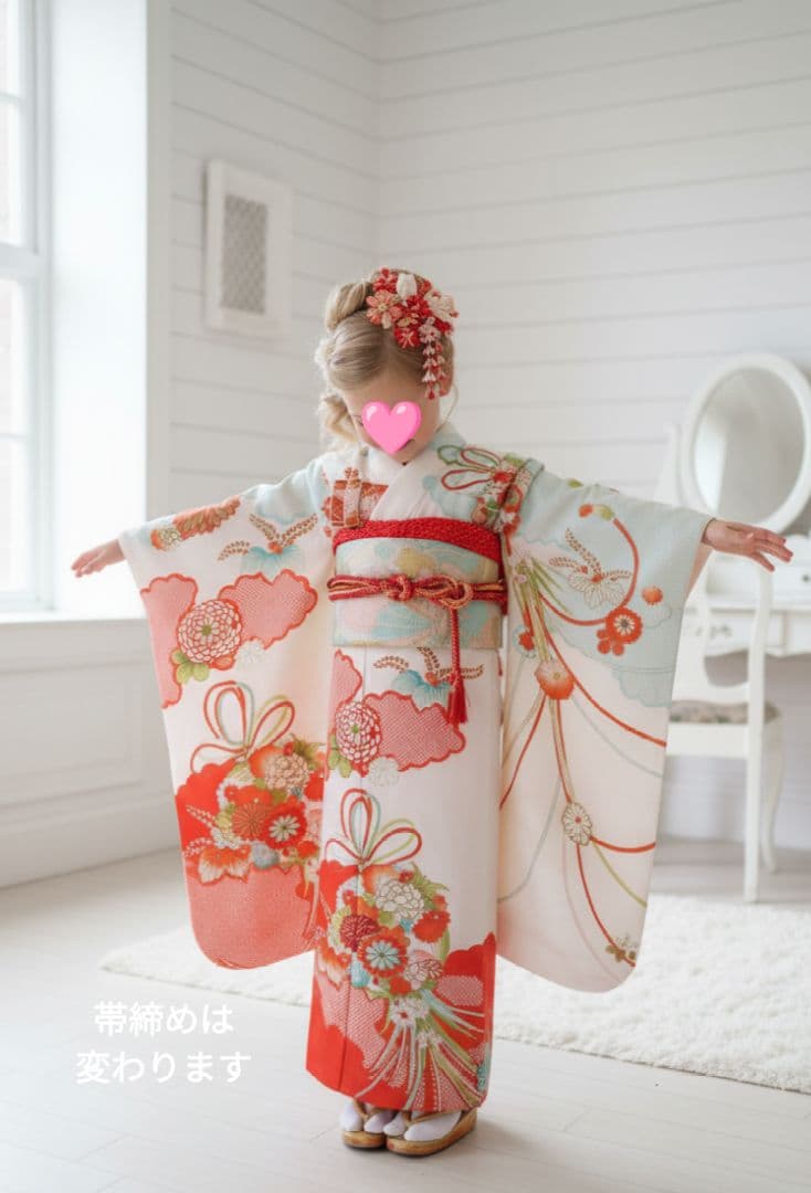 専用です☆アンティーク白に鹿の子模様の着物と白系だらり帯セット