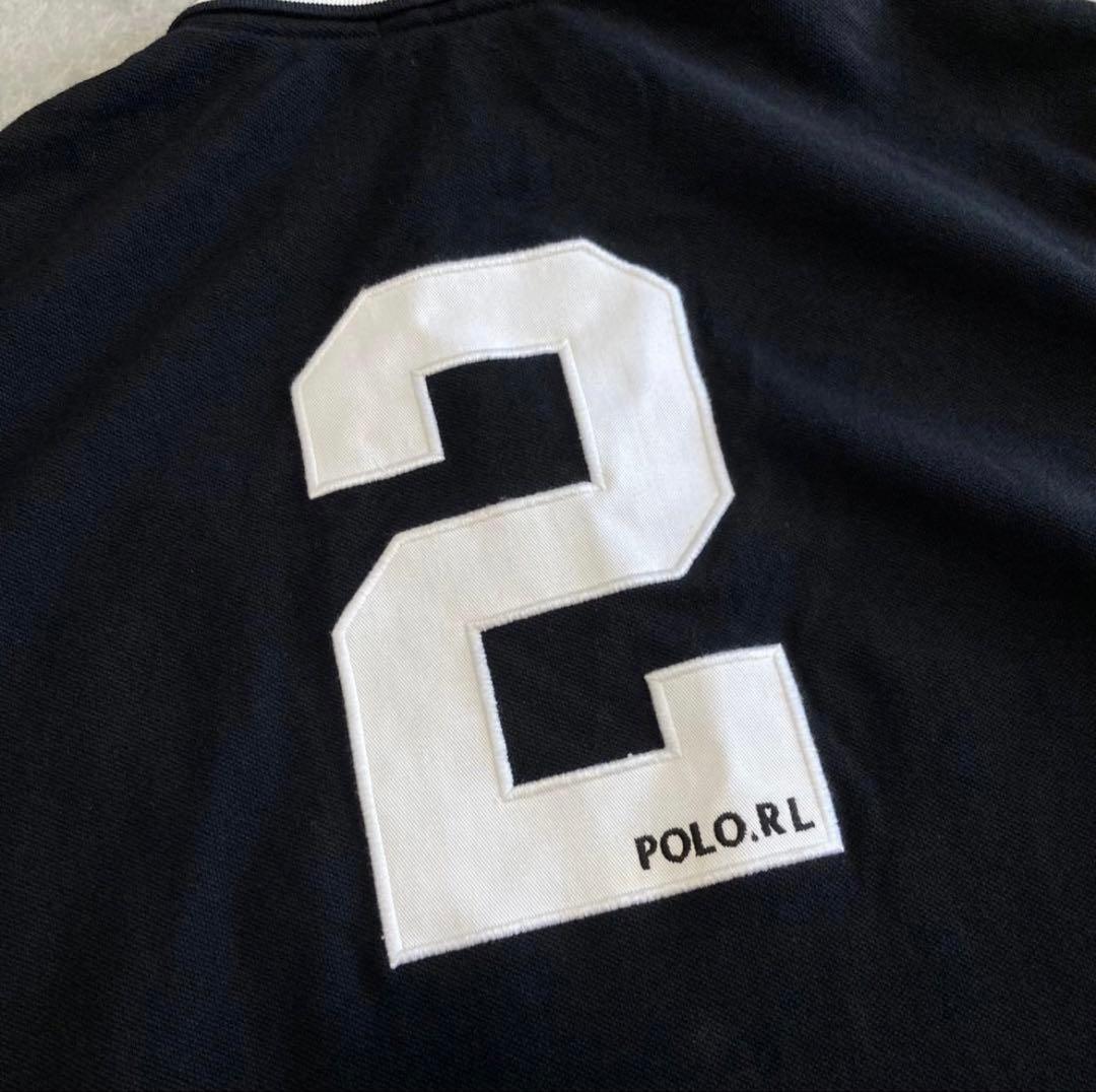 ポロラルフローレン 鹿の子 半袖ポロシャツ ドバイ ビッグポニー 金刺繍 黒 L