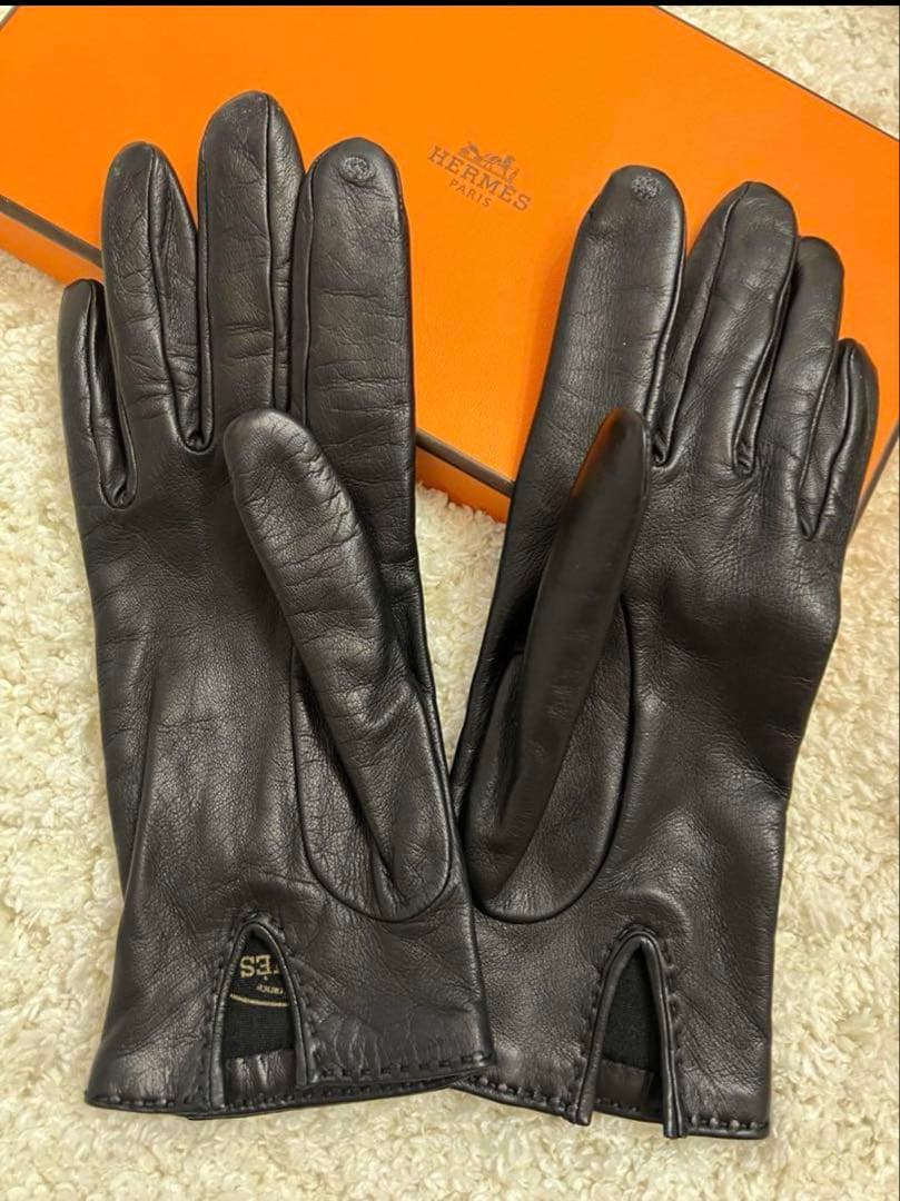 【美品】HERMES エルメス　ソヤ　手袋　ケリー　グローブ　黒