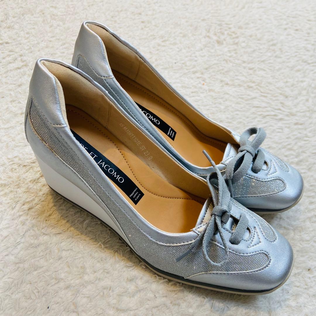 未使用 モード エ ジャコモ ウェッジソール スニーカーパンプス ラメ 23.0