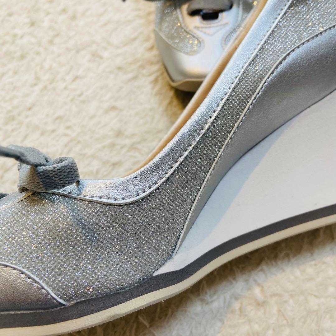 未使用 モード エ ジャコモ ウェッジソール スニーカーパンプス ラメ 23.0