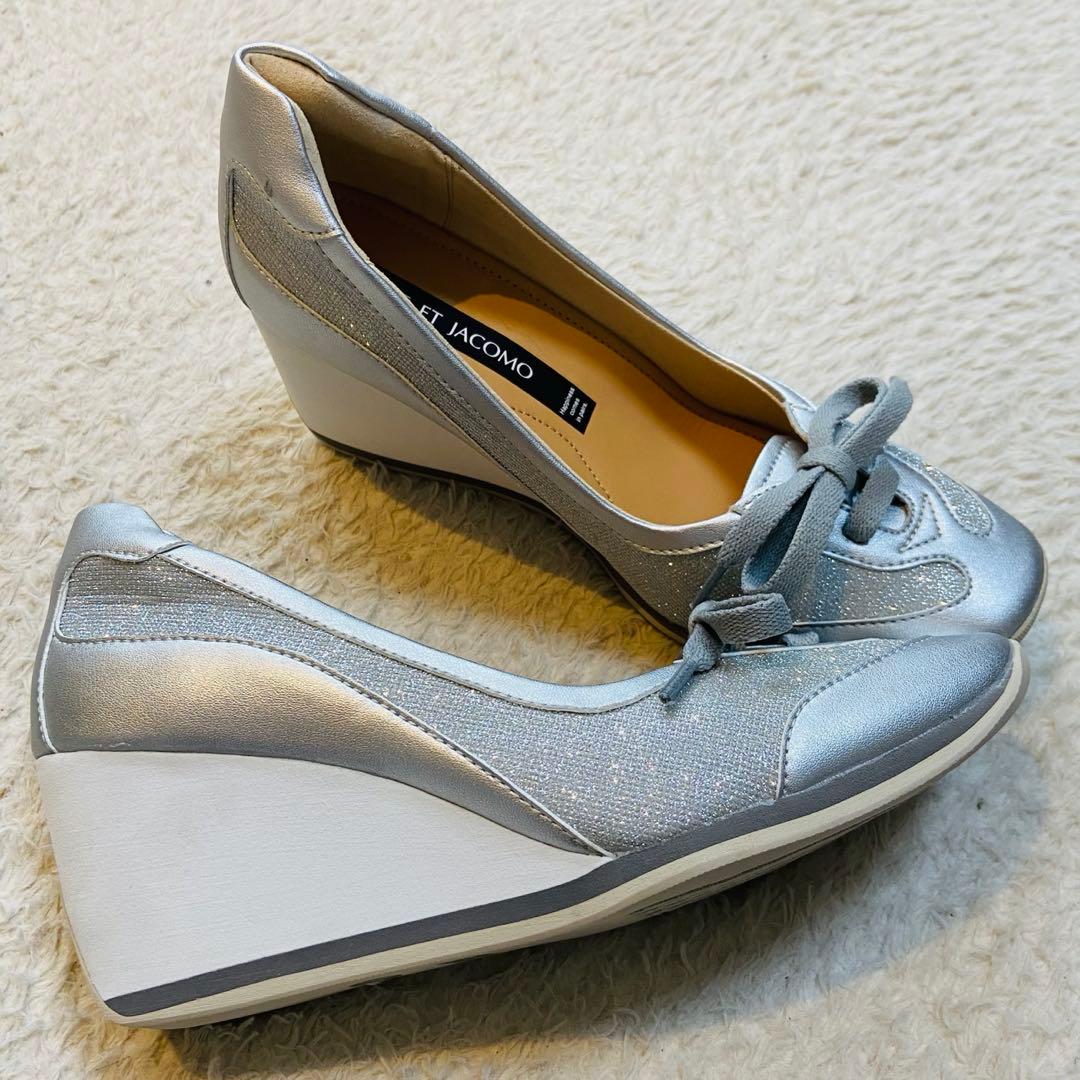 未使用 モード エ ジャコモ ウェッジソール スニーカーパンプス ラメ 23.0