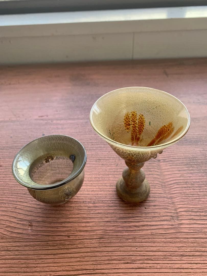 元木貴信さん作　ガラス金箔おちょこ2客セット