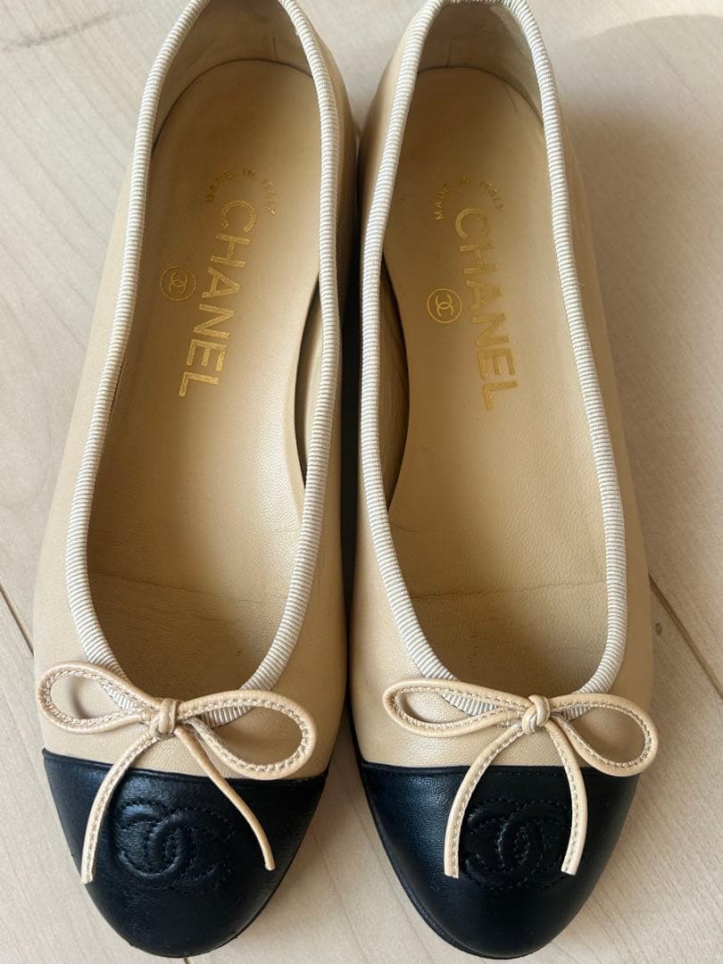 CHANEL バレエシューズ ベージュ・黒 35