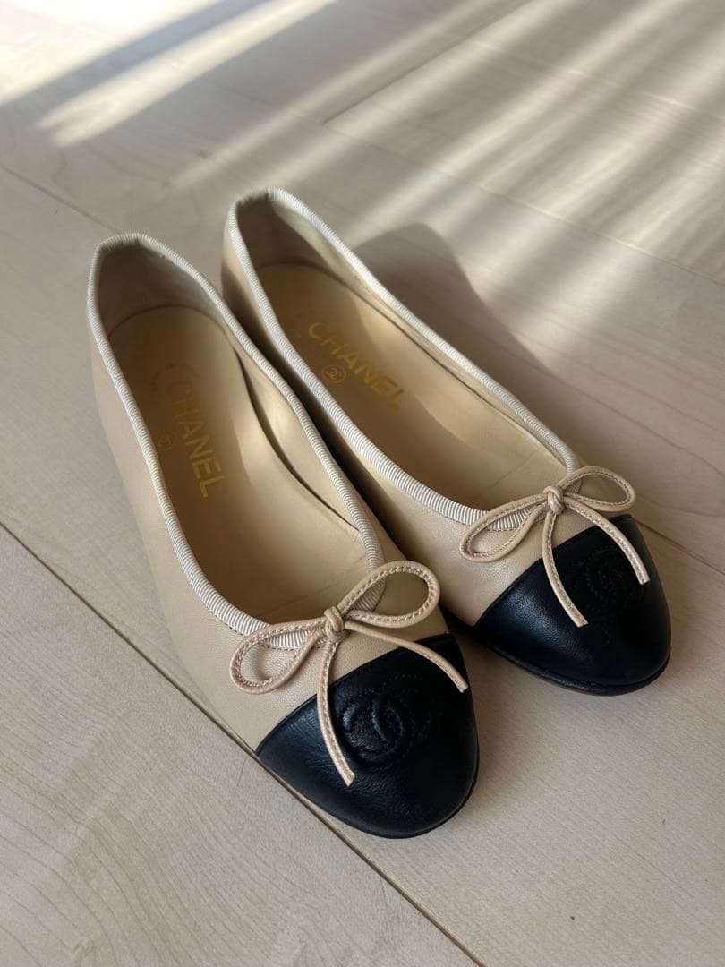 CHANEL バレエシューズ ベージュ・黒 35