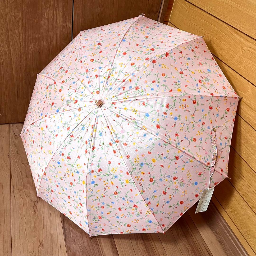 新品未使用タグ付　前原光栄商店　雨傘　日傘　ピンク　花柄　タッセル付き