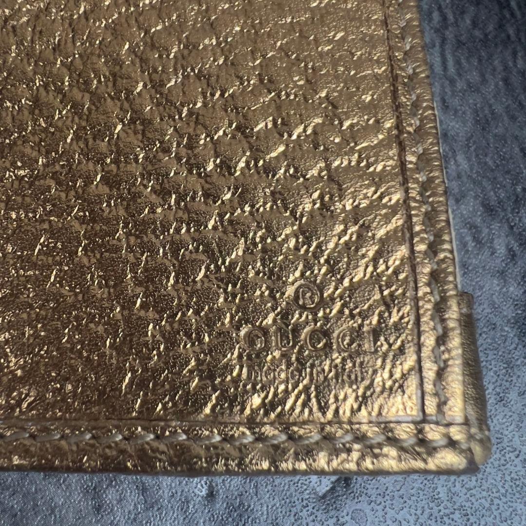 GUCCI GG柄 キャンバス×レザー 長財布 ゴールド金具