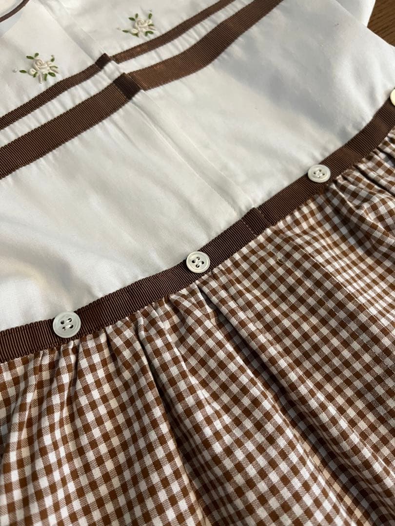 荻窪七里　刺繍　フロントジップ　春夏ワンピース 120 七里久美子　お受験