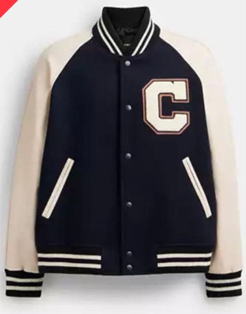 COACH スタジャン 希少サイズXLネイビー/ホワイト