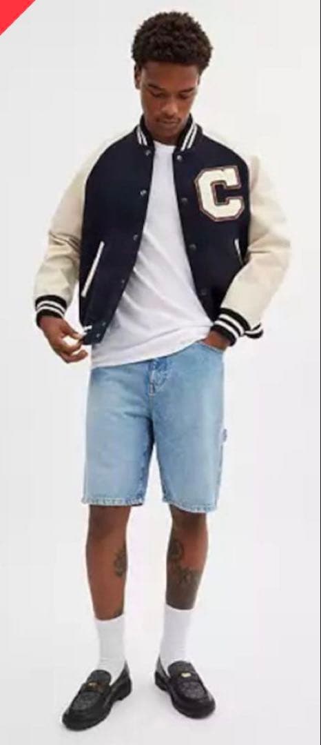 COACH スタジャン 希少サイズXLネイビー/ホワイト