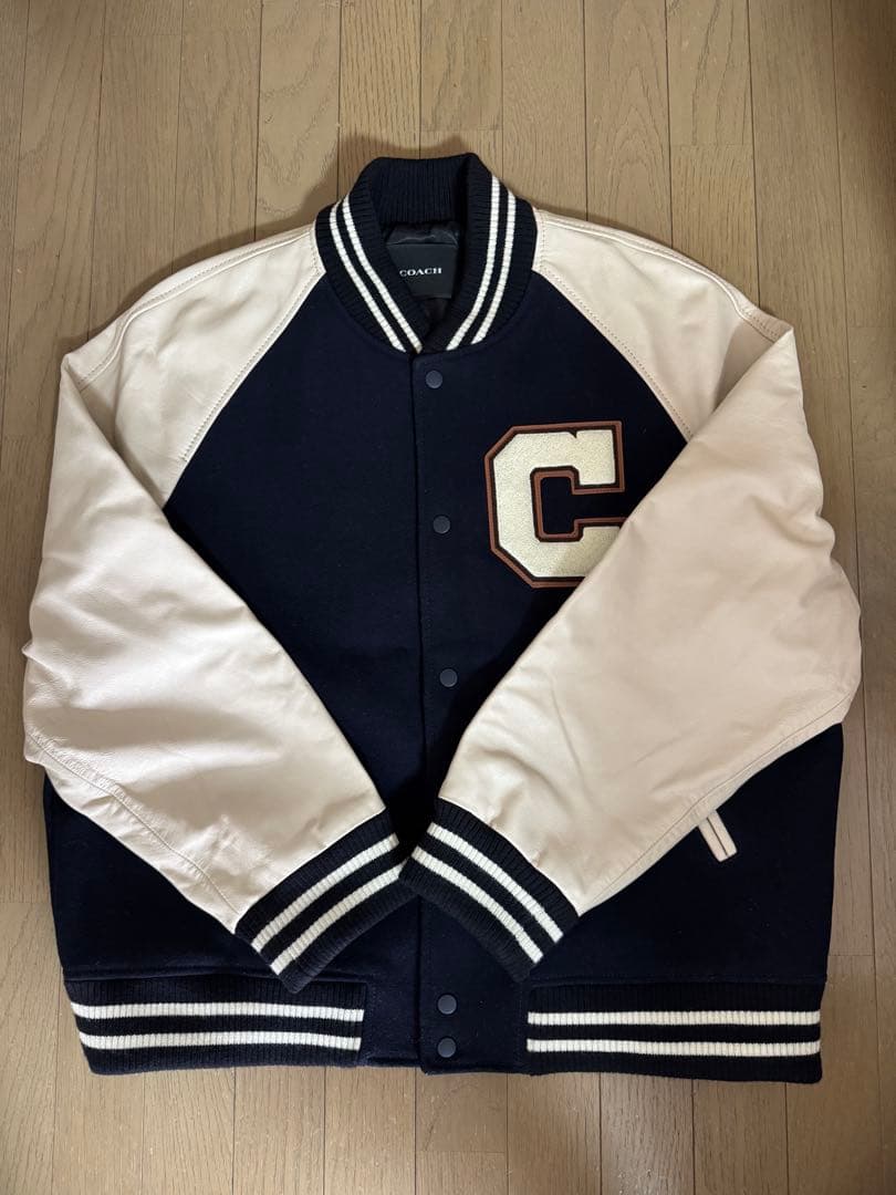 COACH スタジャン 希少サイズXLネイビー/ホワイト