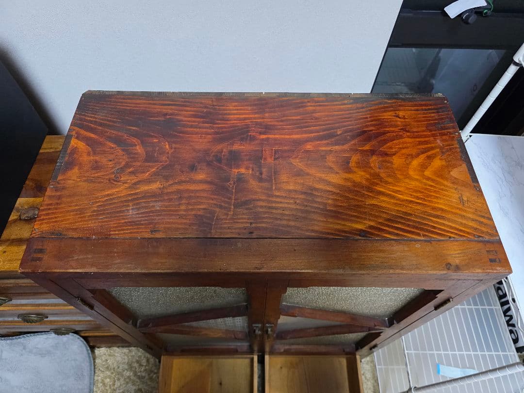 アンティーク　ガラス戸棚