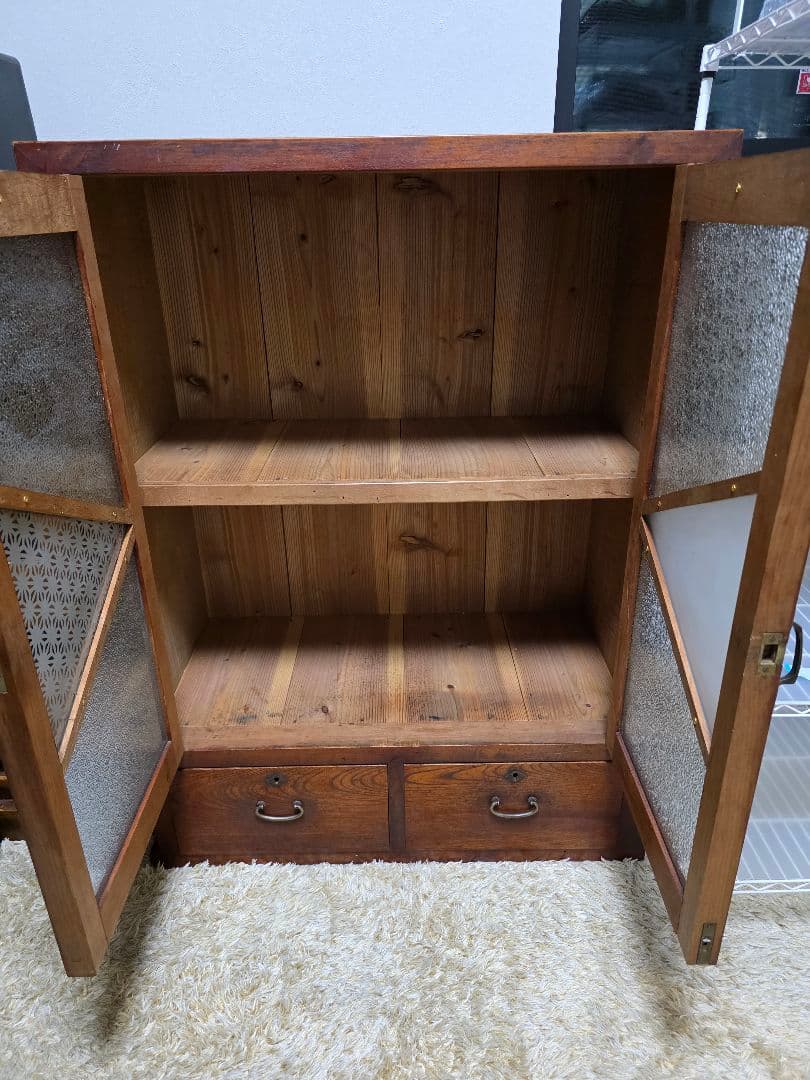 アンティーク　ガラス戸棚