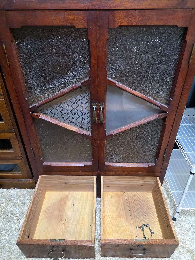 アンティーク　ガラス戸棚