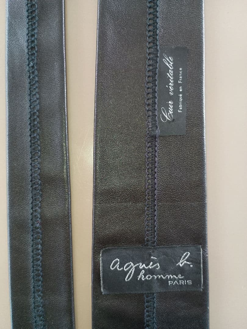agnès b.　アニエスベー　レザータイ　革ネクタイ　希少品1990年代