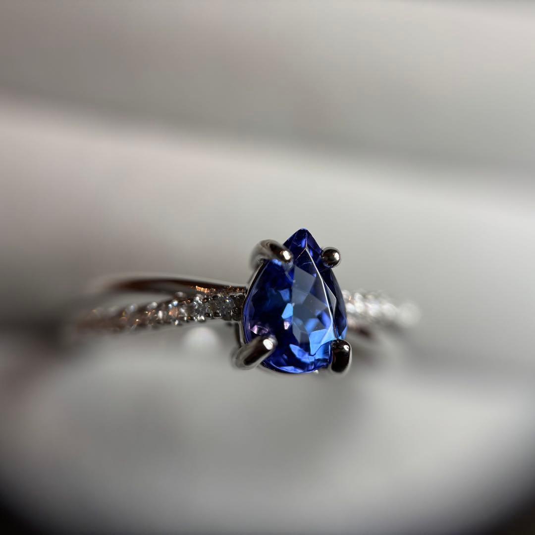 鑑別メモ付き　天然石　タンザナイト　リング　フリーサイズ