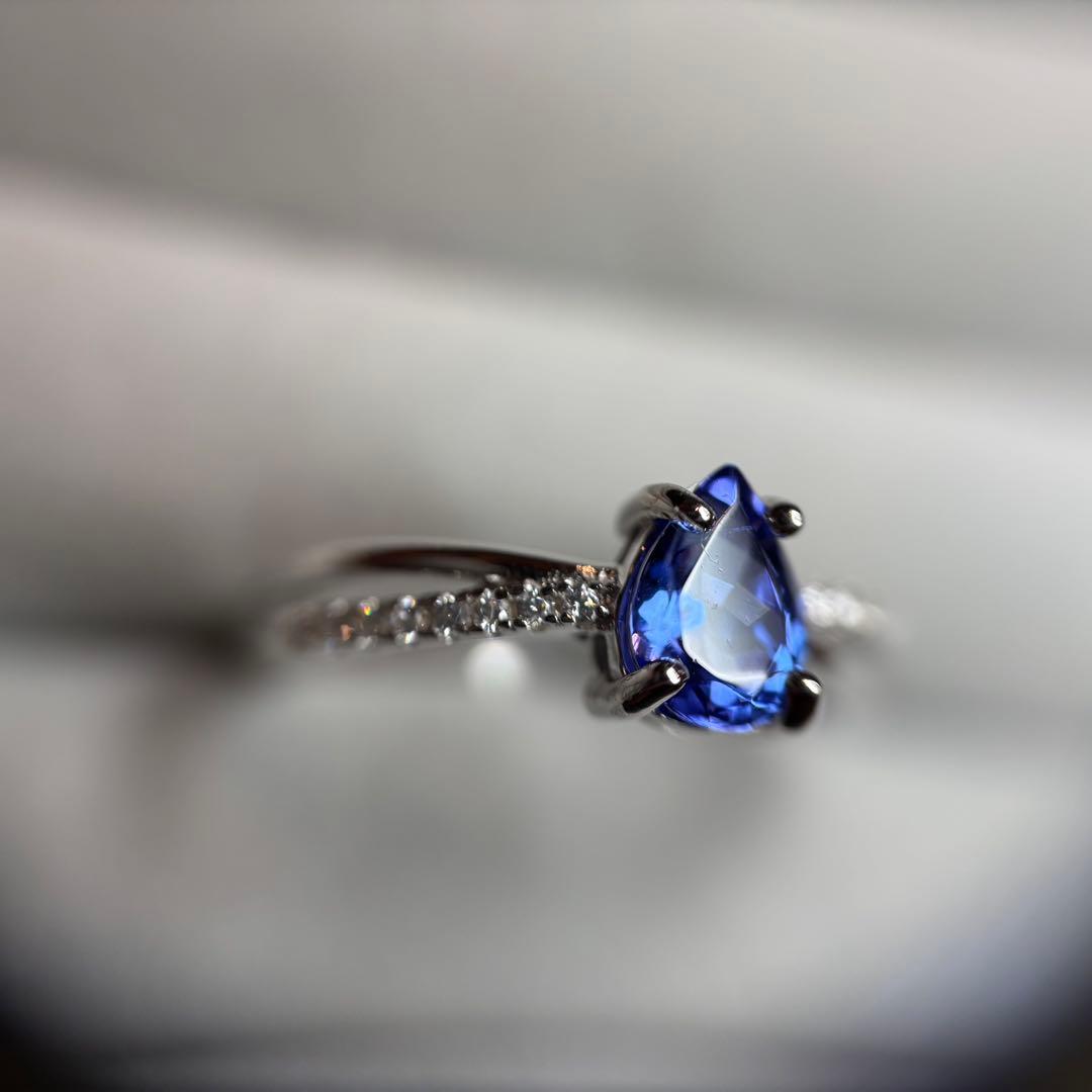 鑑別メモ付き　天然石　タンザナイト　リング　フリーサイズ