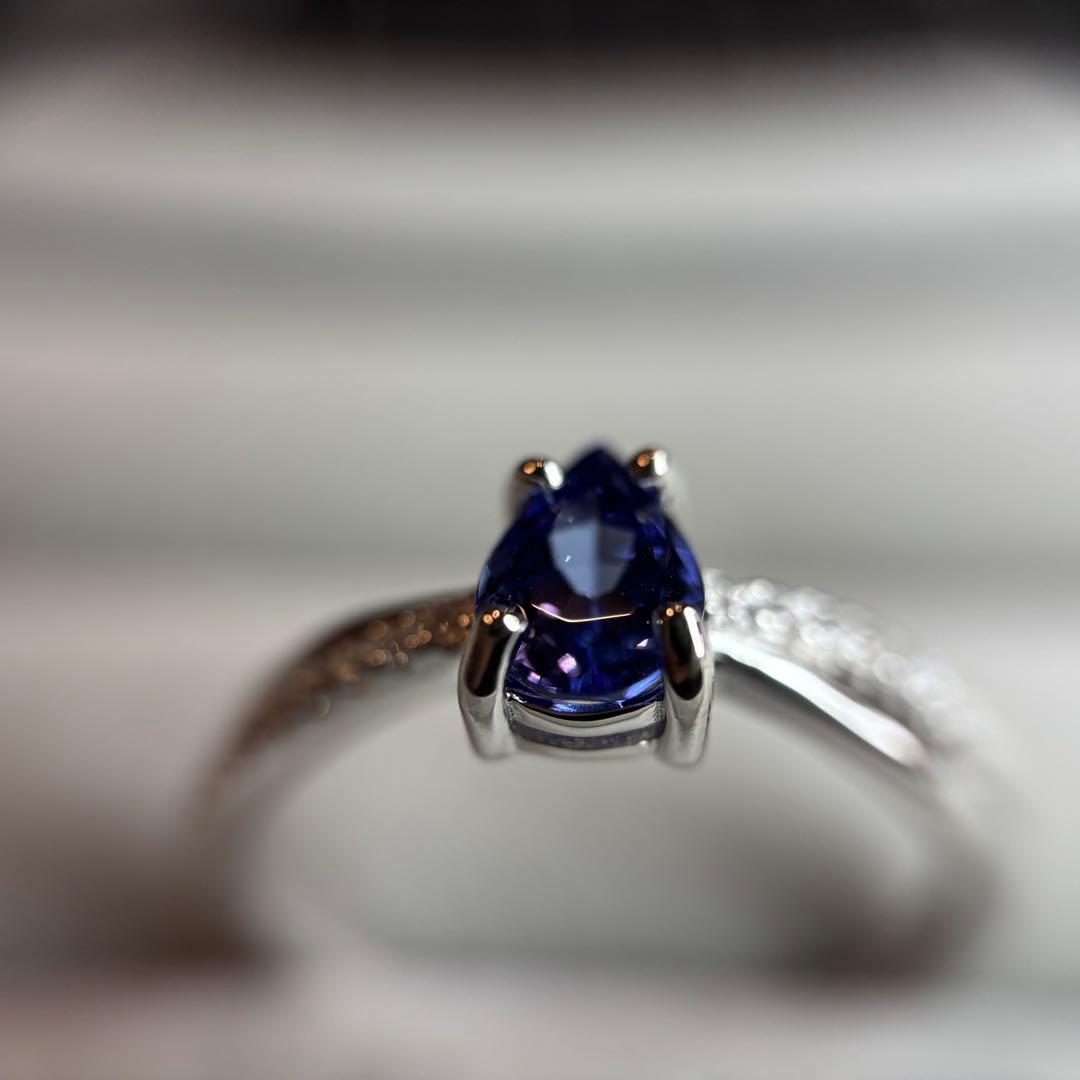 鑑別メモ付き　天然石　タンザナイト　リング　フリーサイズ