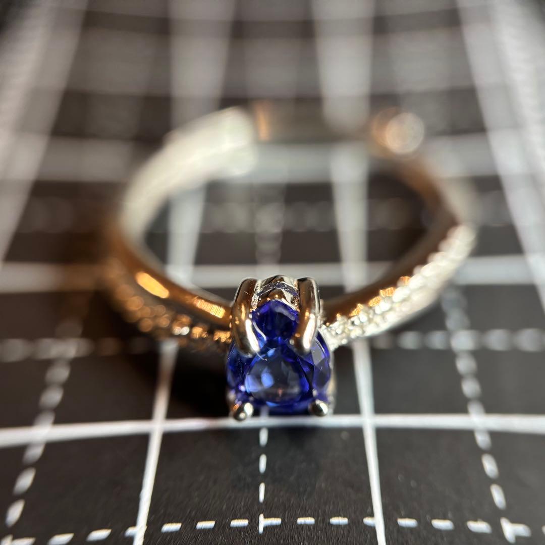 鑑別メモ付き　天然石　タンザナイト　リング　フリーサイズ