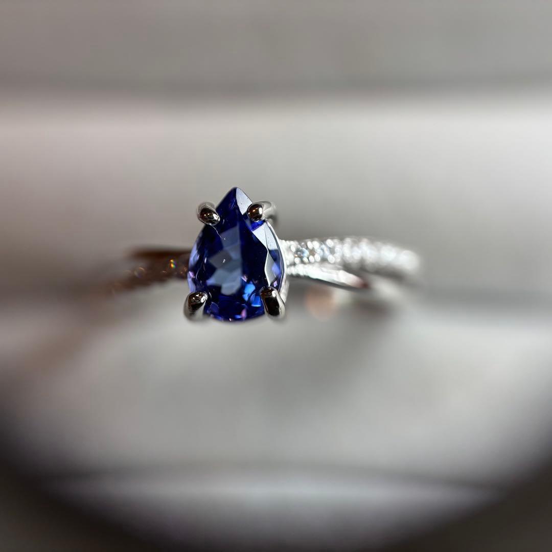 鑑別メモ付き　天然石　タンザナイト　リング　フリーサイズ