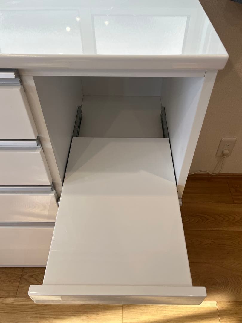 (美品)ニトリキッチンカウンター(レジューム 150QL-R WH)