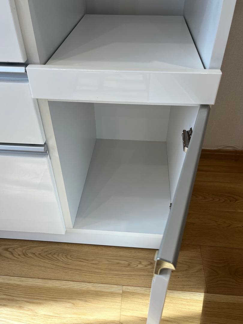 (美品)ニトリキッチンカウンター(レジューム 150QL-R WH)