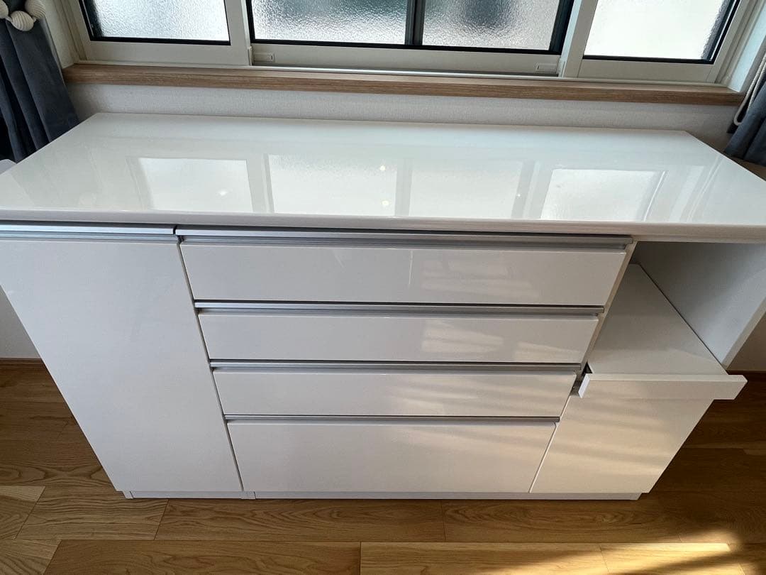(美品)ニトリキッチンカウンター(レジューム 150QL-R WH)