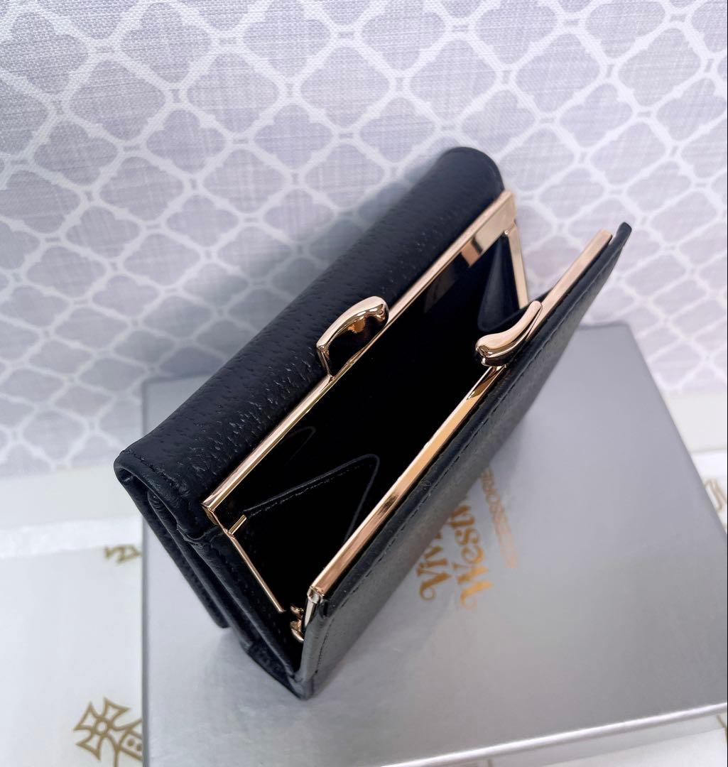 【最新☆新品】ヴィヴィアン・ウエストウッド　三つ折り財布 ブラックゴールド