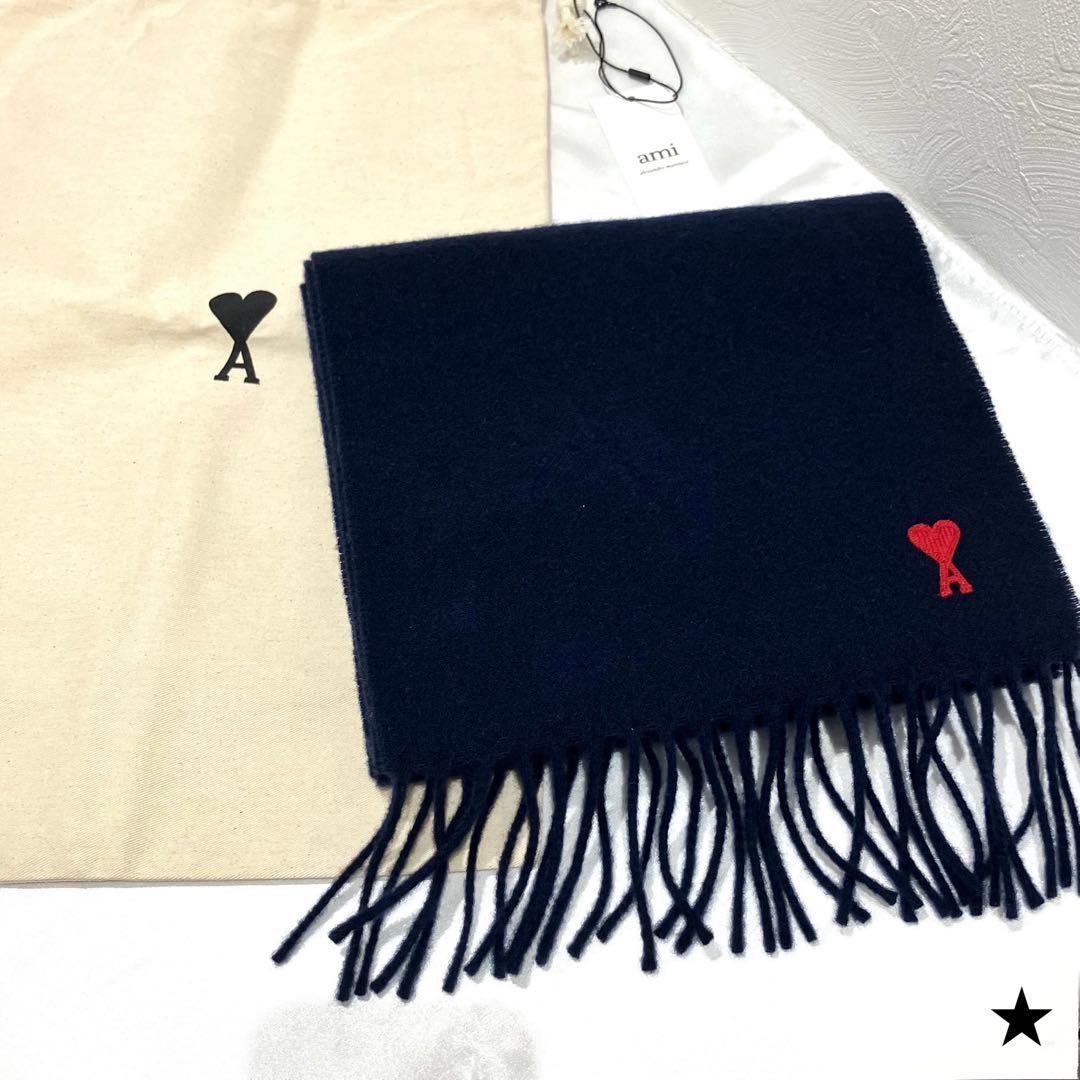 AMI PARIS アミパリス マフラー ネイビー 袋 新品 未使用