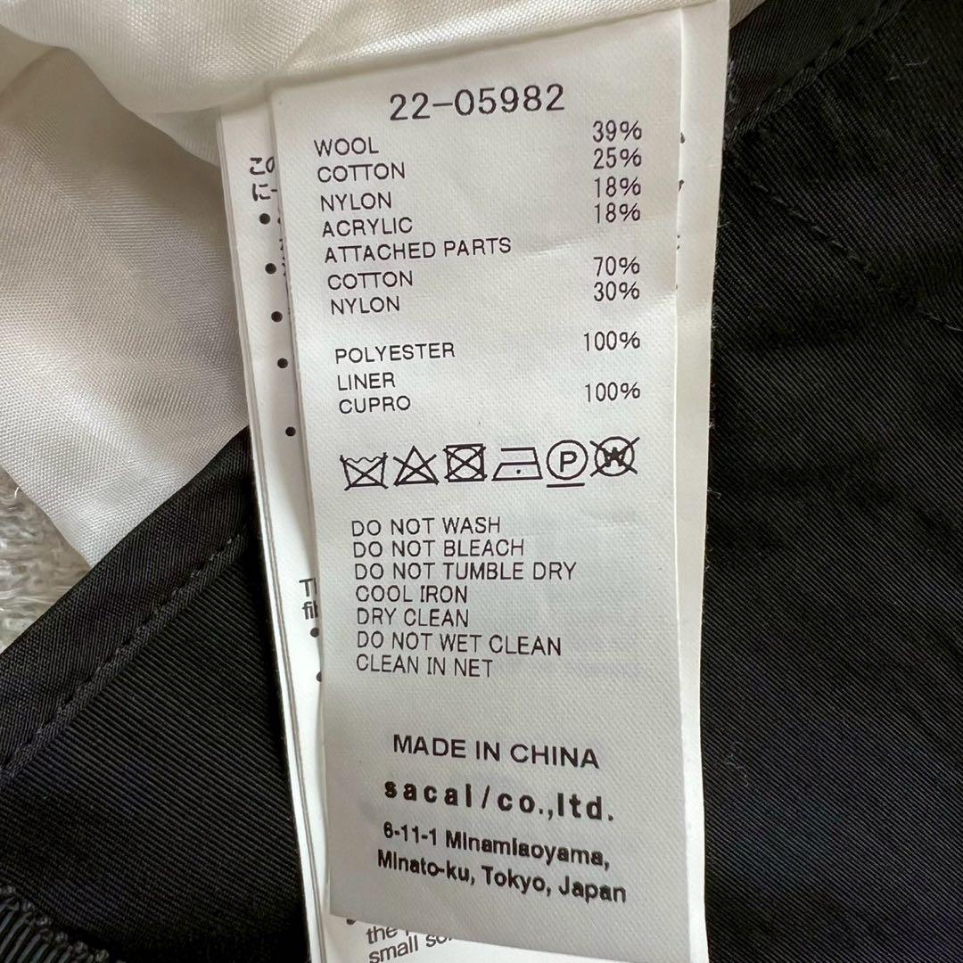 定価15万 sacai 22SS フレアツイードジャケット オフホワイト