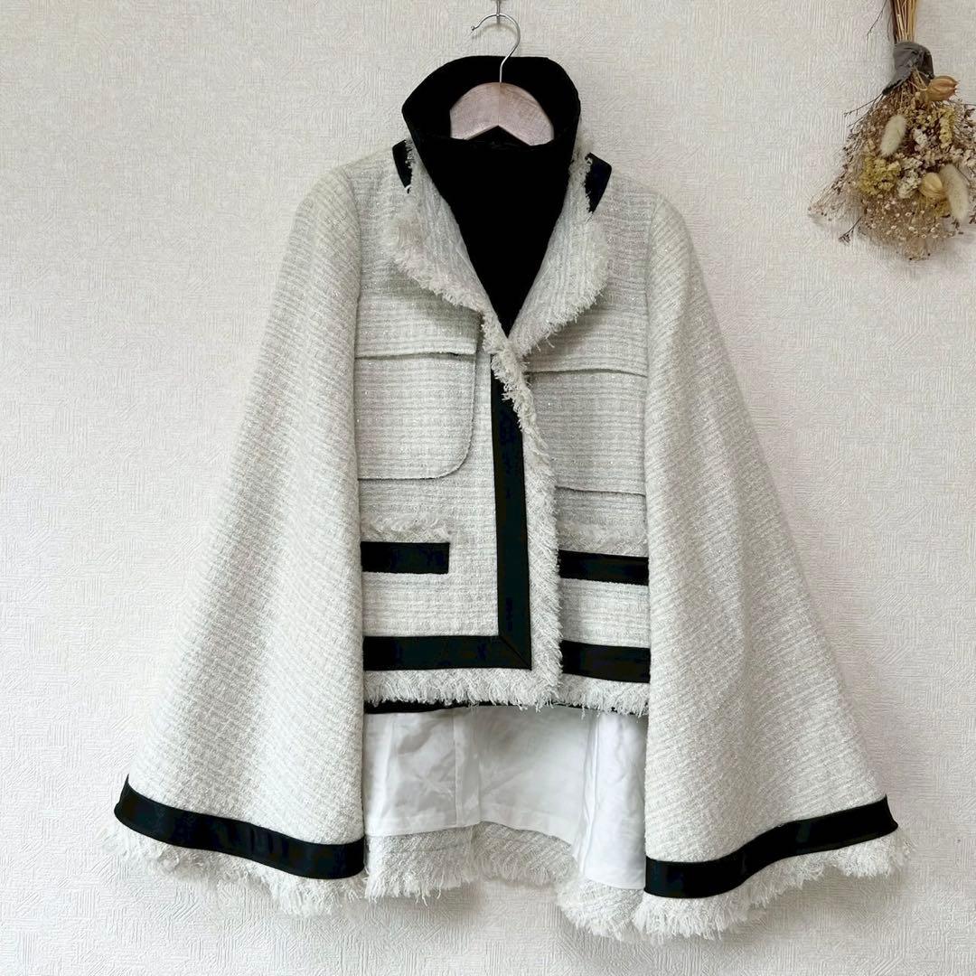 定価15万 sacai 22SS フレアツイードジャケット オフホワイト