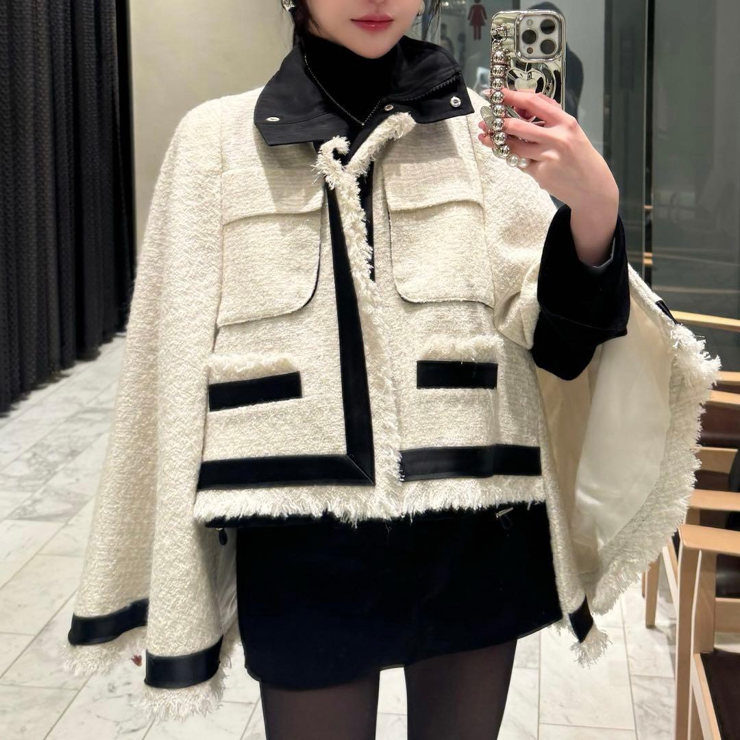 定価15万 sacai 22SS フレアツイードジャケット オフホワイト