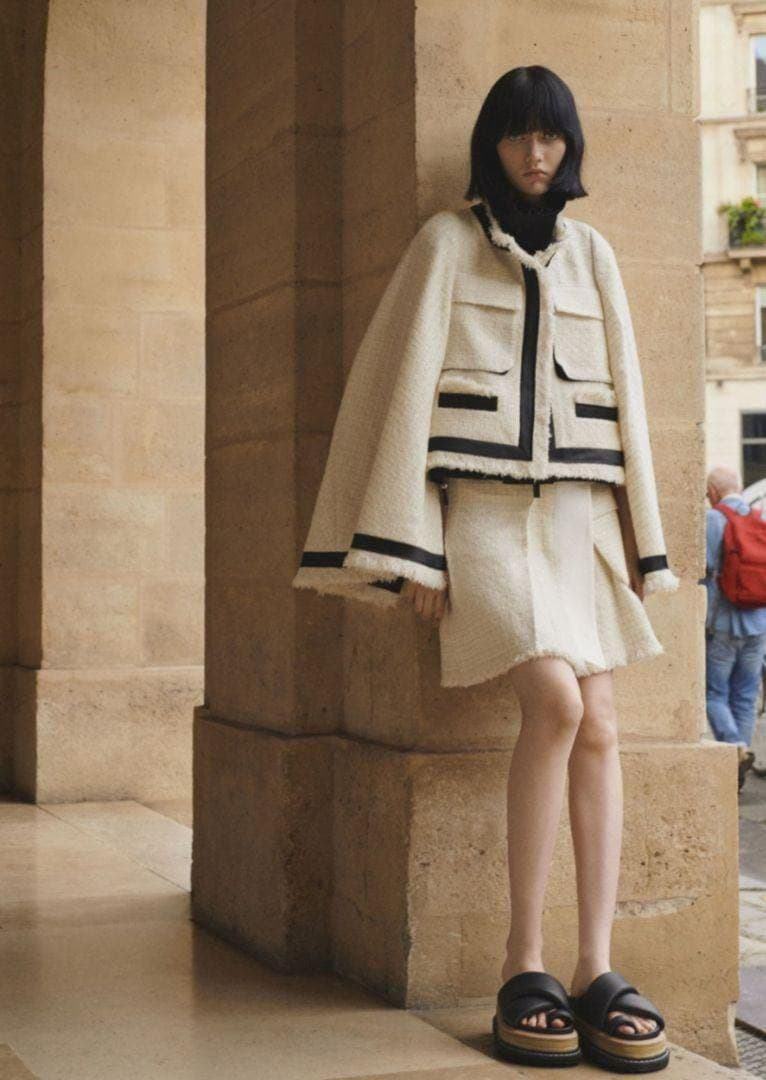 定価15万 sacai 22SS フレアツイードジャケット オフホワイト