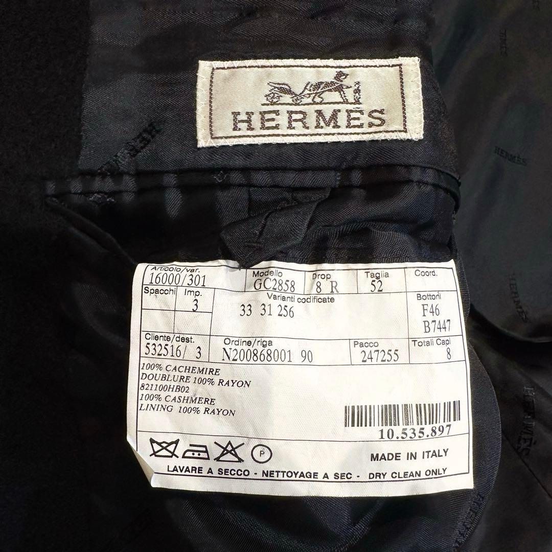 エルメス HERMES カシミヤ コート ブラック レザー チェスターコート