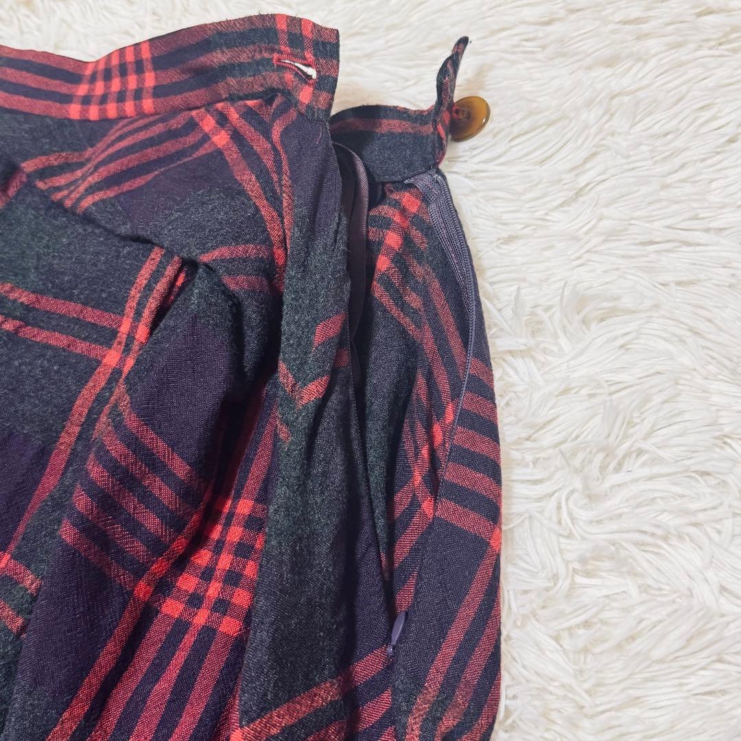 ヴィヴィアンウエストウッド アシメ変形 チェック柄 スカート オーブボタン