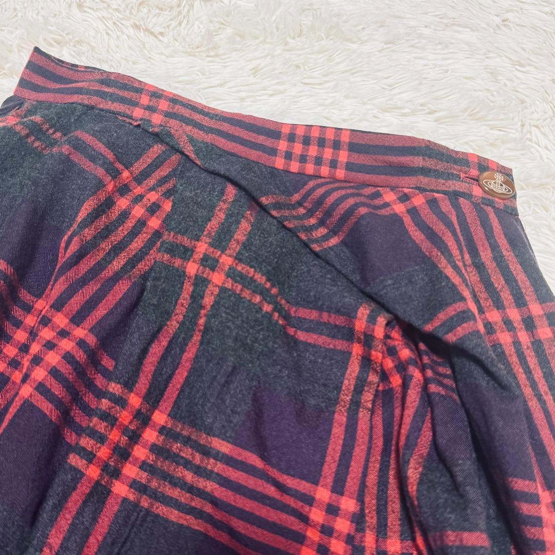 ヴィヴィアンウエストウッド アシメ変形 チェック柄 スカート オーブボタン